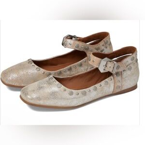 Free People Silver Studded Flats with Ankle Strap